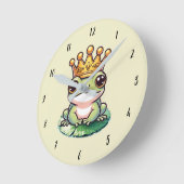 Froschprinz in Goldkrone Kinderzimmer-Saal Runde Wanduhr (Winkel)
