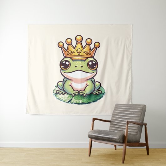 Froschprinz in Goldkrone Kinderzimmer-Saal Wandteppich (Beispiel (Horizontal))