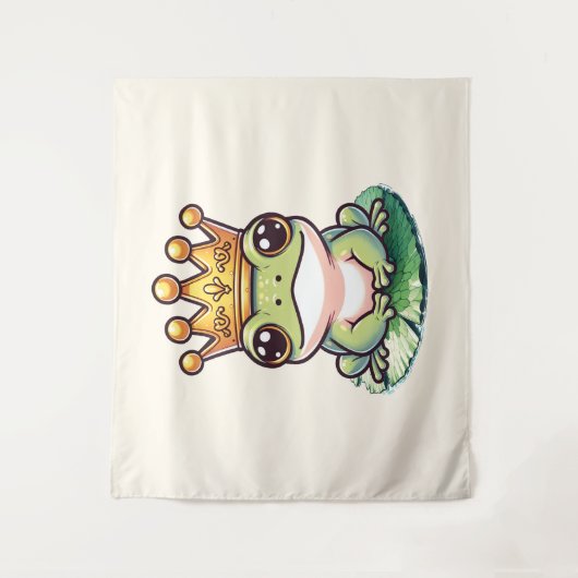 Froschprinz in Goldkrone Kinderzimmer-Saal Wandteppich (Vorderseite)