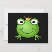 Froschprinz. Lächeln Frosch mit einer Krone. Einladung (Rückseite)