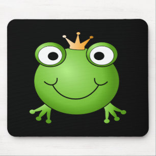 Froschprinz. Lächeln Frosch mit einer Krone. Mousepad
