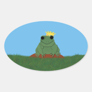 Froschprinz mit Krone Ovaler Aufkleber