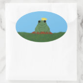 Froschprinz mit Krone Ovaler Aufkleber (Tasche)