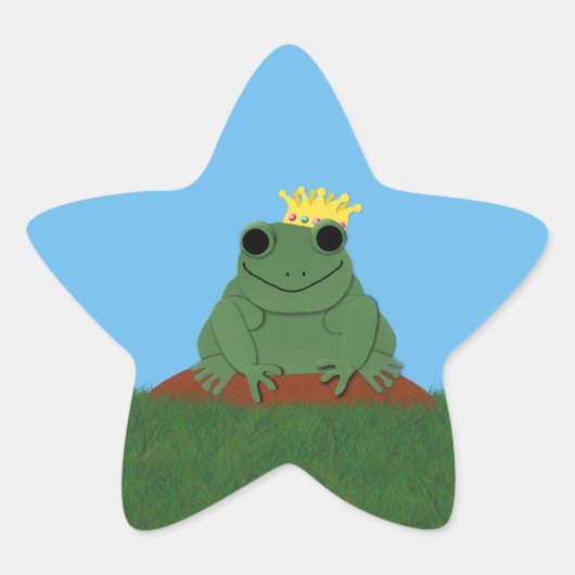 Froschprinz mit Krone Stern-Aufkleber (Vorderseite)