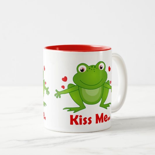 Froschprinz mit Kuss mir Text-Tasse Zweifarbige Tasse (VorderseiteRechts)