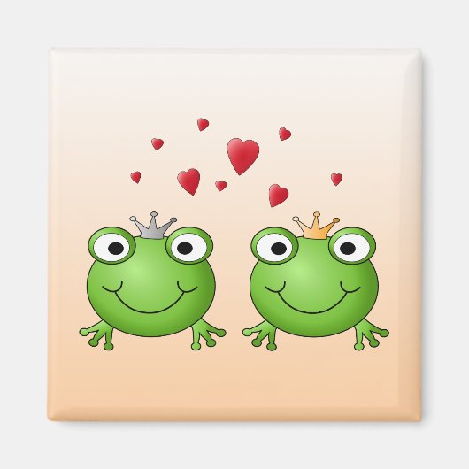 Froschprinz und Froschprinzessin, mit Herzen. Magnet (Vorne)