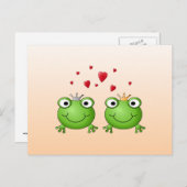 Froschprinz und Froschprinzessin, mit Herzen. Postkarte (Vorne/Hinten)