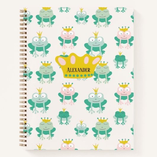 Froschprinzessin grüne rosa Krone personalisieren Notizblock (Vorderseite)