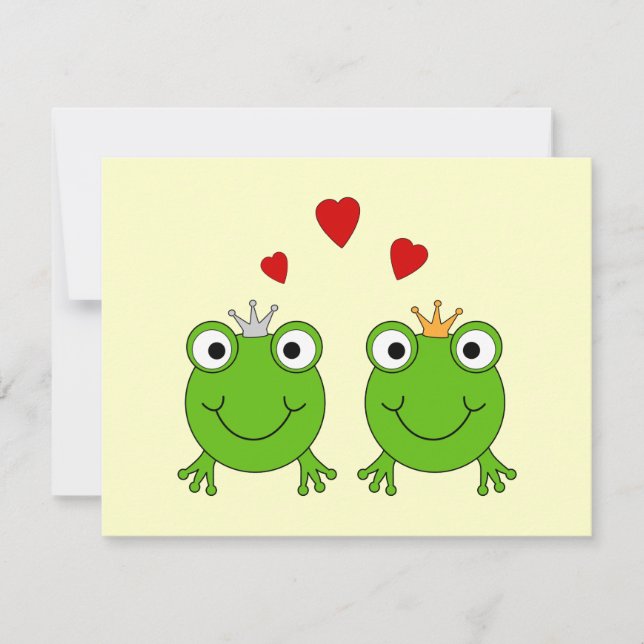 Froschprinzessin und Froschprinz, mit Herzen. (Vorderseite)