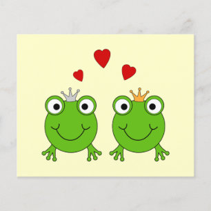 Froschprinzessin und Froschprinz, mit Herzen.