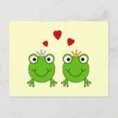 Froschprinzessin und Froschprinz, mit Herzen. Postkarte (Vorderseite)