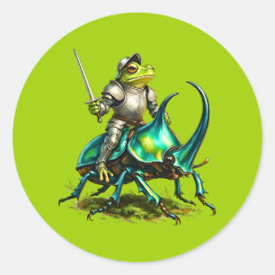 Froschritter und Kampfkäfer Runder Aufkleber