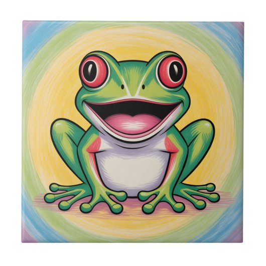 Froschs sanftes Lächeln Fliese (Vorderseite)