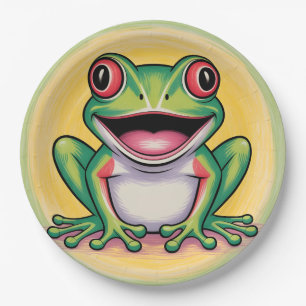 Froschs sanftes Lächeln Pappteller