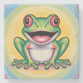 Froschs sanftes Lächeln Steinuntersetzer