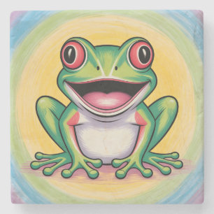 Froschs sanftes Lächeln Steinuntersetzer