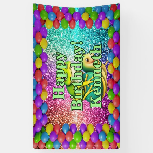 Froschschildkröte Personalisierter Geburtstag Banner (Vertikal)