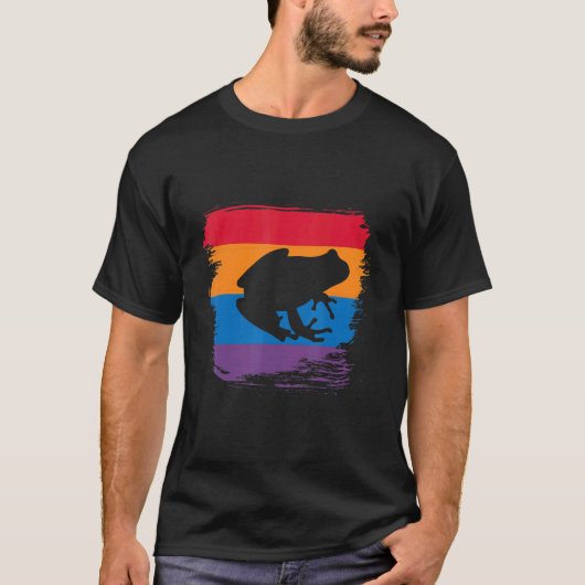Froschschschatten-Silhouette mit farbenfroher Flag T-Shirt (Vorderseite)
