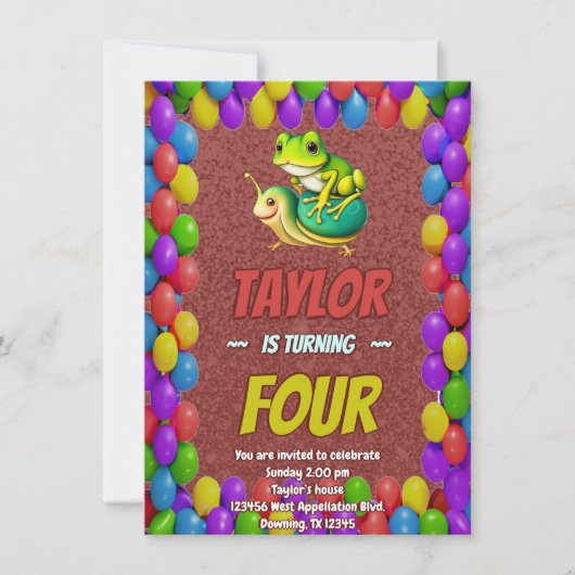 Froschsnail Personalisiert Geburtstag Einladung Ki (Vorderseite)