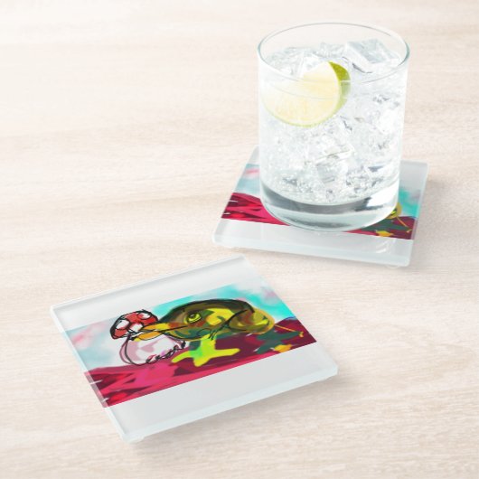 Froschspielspass Glasuntersetzer (Schrägansicht)