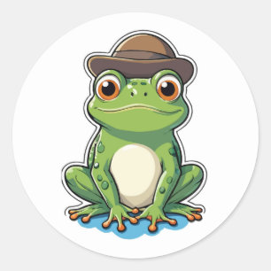 Froschsticker für niedliche Cartoon - Adorable Amp Runder Aufkleber