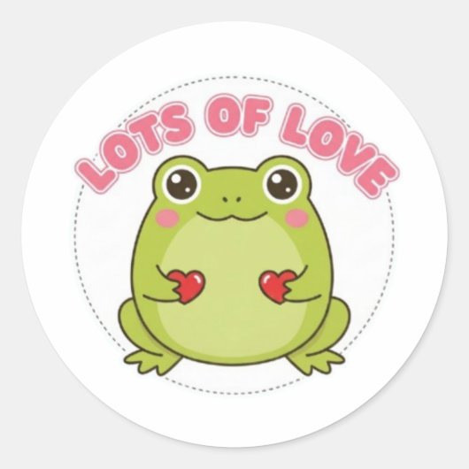Froschsticker mit viel Liebe, süßer Frosch hält He Runder Aufkleber (Vorderseite)