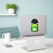 Froschsticker-Sortimente einen Sprung über die Erh Aufkleber (Laptop auf Schreibtisch)
