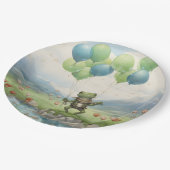 Froschtaler Ballon und Blume Pappteller (Schrägansicht)