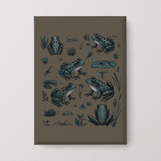 Froschteich Leben Vintage Botanisches Geschenk Fro Button (Vorderseite)