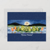 Froschteich-Mond-Whimsikfarben-Postkarte Postkarte (Vorne/Hinten)