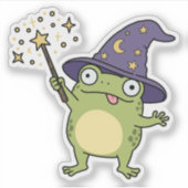 Froschzauberer beim Zaubern Aufkleber (Vorderseite)