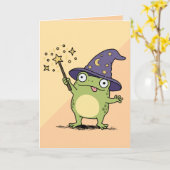 Froschzauberer beim Zaubern Karte (Gelbe Blume)