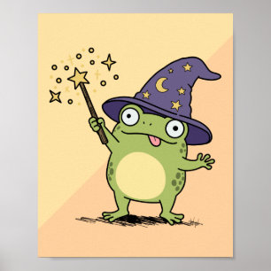 Froschzauberer beim Zaubern Poster