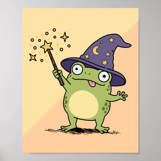 Froschzauberer beim Zaubern Poster (Vorne)