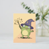 Froschzauberer beim Zaubern Postkarte (Stehend Vorderseite)