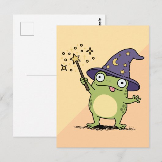 Froschzauberer beim Zaubern Postkarte (Vorne/Hinten)