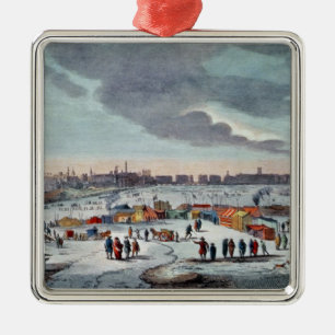 Frost angemessen auf der Themse nahe dem Tempel Silbernes Ornament