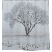 Frost auf einem einsamen Baum Duschvorhang (Vorderseite)