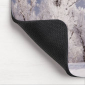 Frost bedeckte Bäume und Zaun, Colorado Mousepad (Ecke)