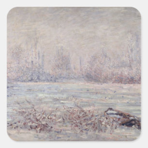 Frost bei Vetheuil, 1880 Quadratischer Aufkleber