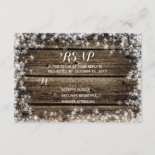 Frost Bite Barn Wood Rustic Winter Wedding UAWG RSVP Karte