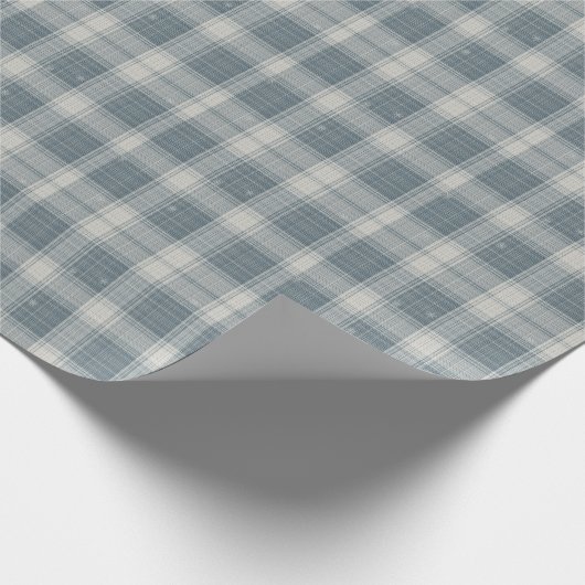 Frost Blue & Cream Snowflake Plaid Wrapping Paper Geschenkpapier (Ecke)