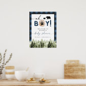 FROST Blue Flannel Pine Bear Baby Dusche Empfang Poster (Küche)