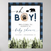 FROST Blue Flannel Pine Bear Baby Dusche Empfang Poster (Vorne)