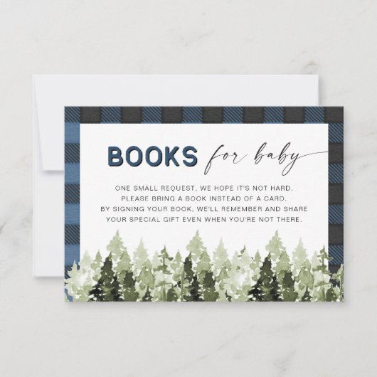 FROST Blue Flannel Pine Tree Books for Baby Card Einladung (Vorderseite)