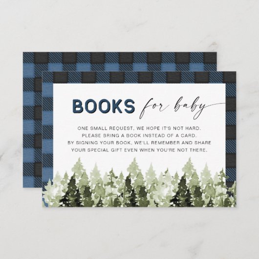 FROST Blue Flannel Pine Tree Books for Baby Card Einladung (Vorne/Hinten)