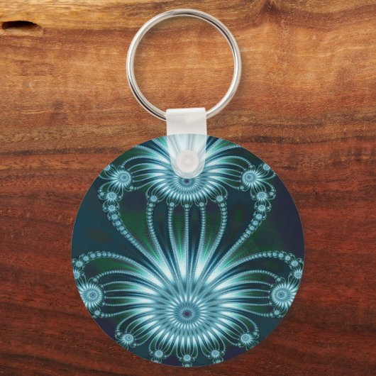 Frost Coole Abstrakte Kunst Fraktal Schlüsselanhänger (Vorderseite)