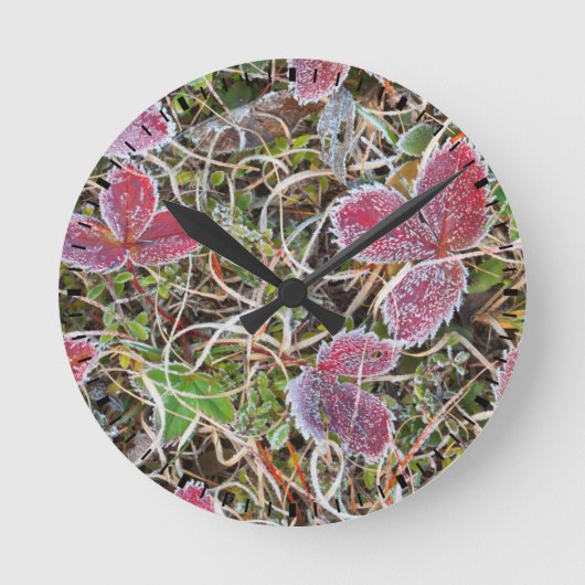 Frost covered leaves, Canada Runde Wanduhr (Vorderseite)