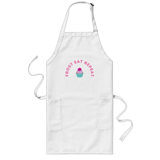 Frost Eat Repeat Cupcake Design Lange Schürze (Vorne)