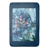 Frost Fairy Girl's View of a Saphire Winter Badematte (Vorderseite Vertikal)